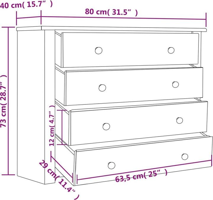 Actual product image vidaXL Beistellschrank (80 x 40 x 73 cm)