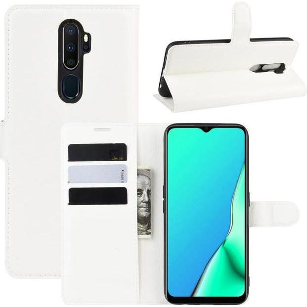 Thumbnail - MU Classic Litchi Leder Bookcover Series (Oppo A9), Smartphone Hülle, Weiss