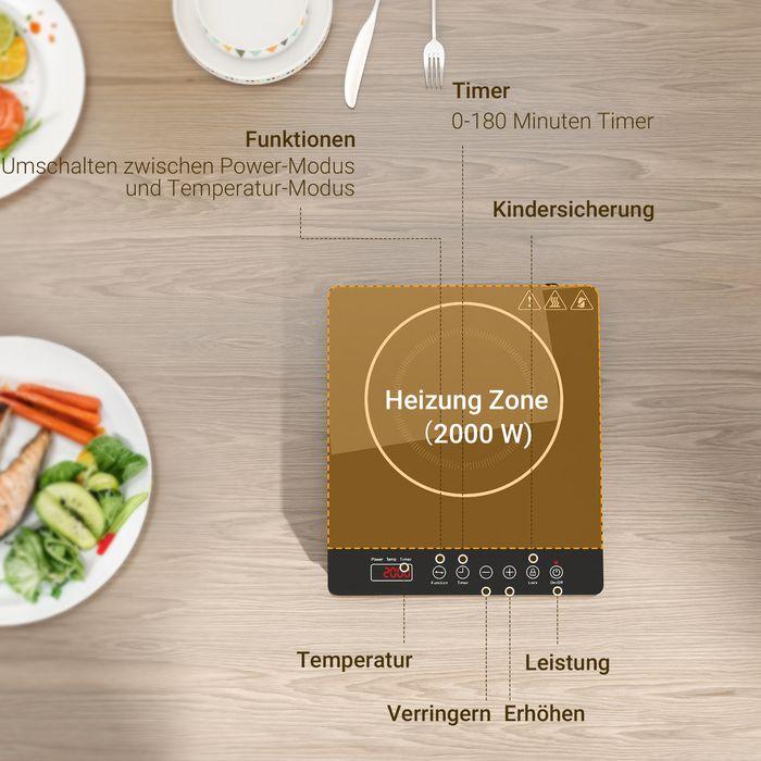 Produktbild Swisshandel24 Kochplatte, Induktionskocher mit 10-Stufen-Temperatur, Touchpanel, Schwarz