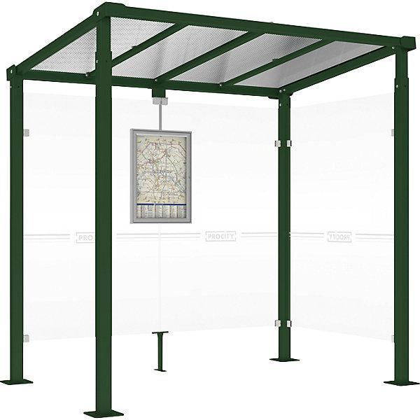 Image du produit SPL Abri voyageurs MILANO, avec 1 paroi latérale, largeur 2520 mm, vert mousse.