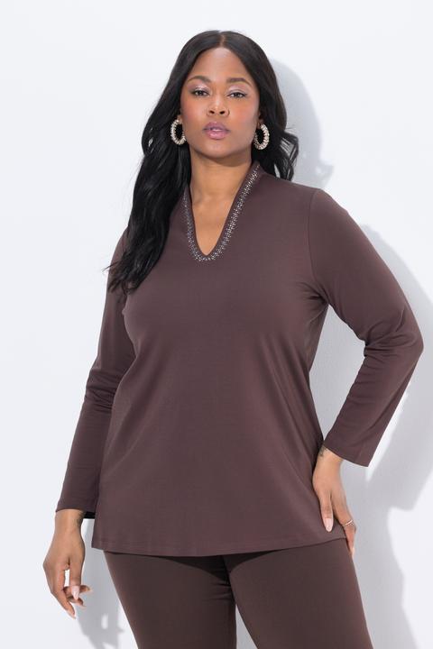 Produktbild Ulla Popken Shirt, A-Linie, Kelchkragen, Langarm, Pima Cotton (42, 44)