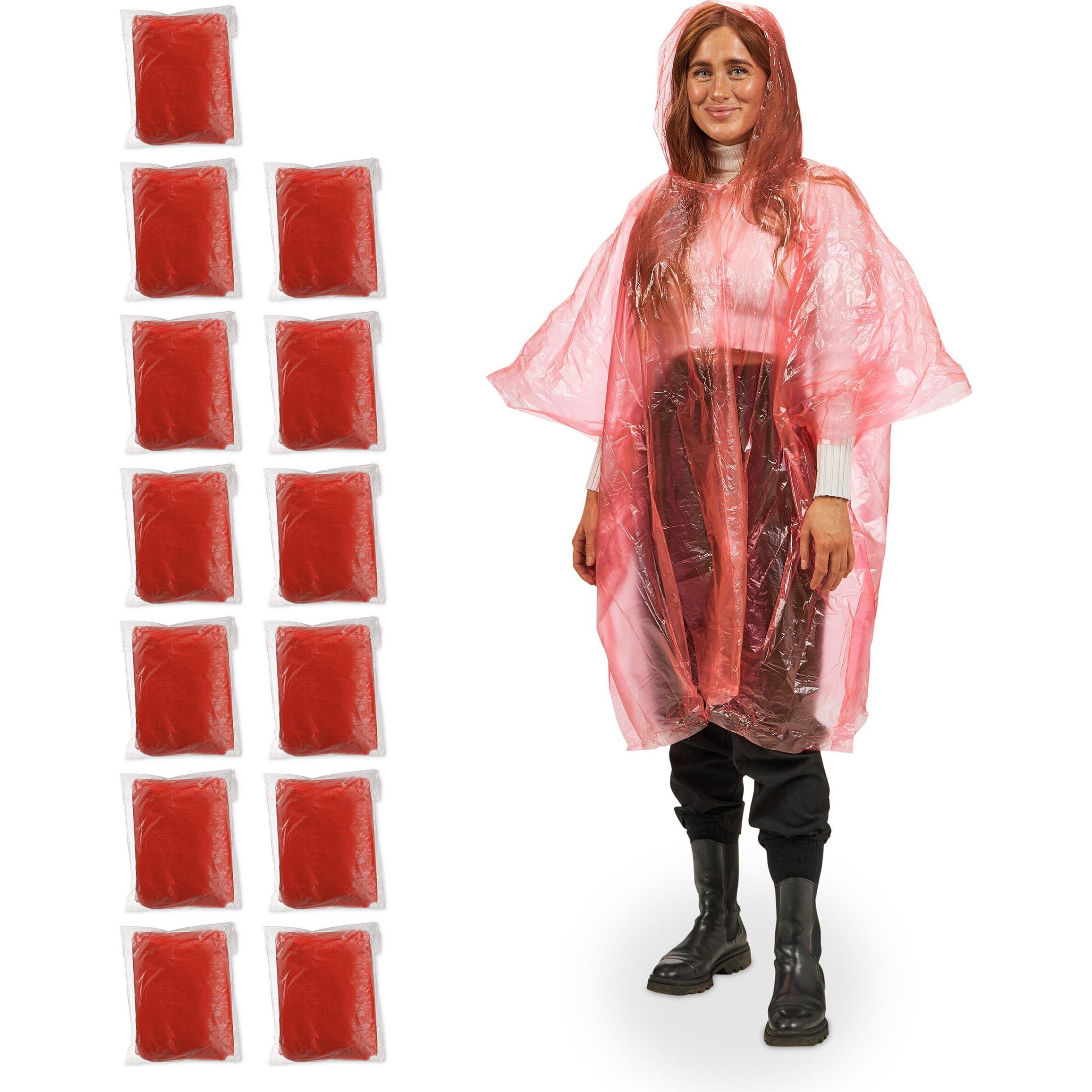 Relaxdays, Herren, Jacke, 13x Regenponcho (13), Rot, 13