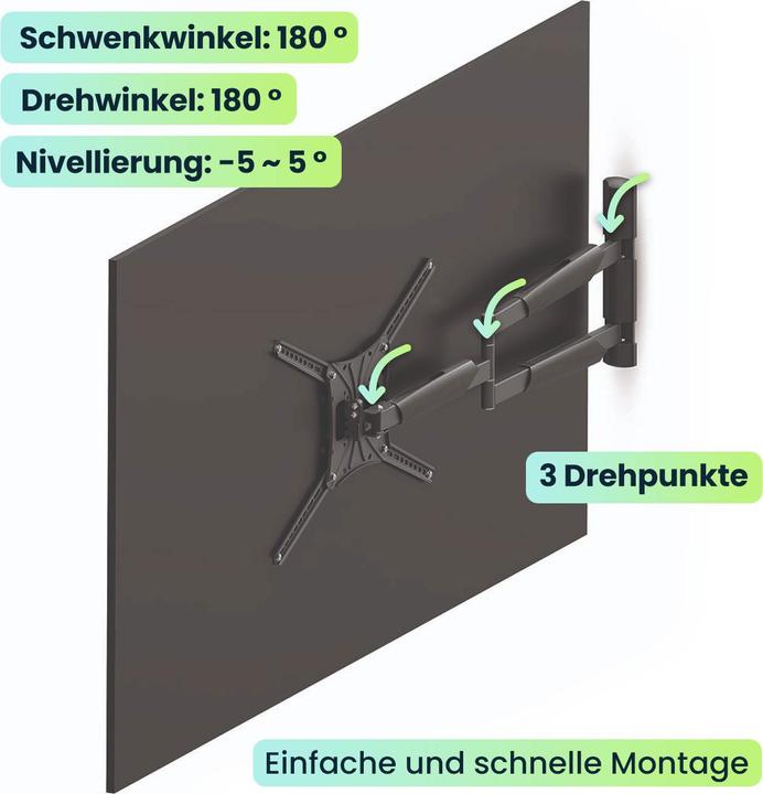 Actual product image Nedis Vollbewegliche-TV-Wandhalterung (Wall, 60 kg, 13" - 86")