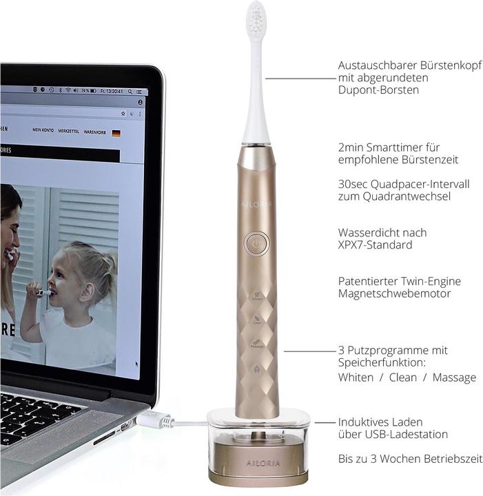 Immagine prodotto Ailoria Shine Bright Gold Sonic Toothbrush (Spazzolino sonico)