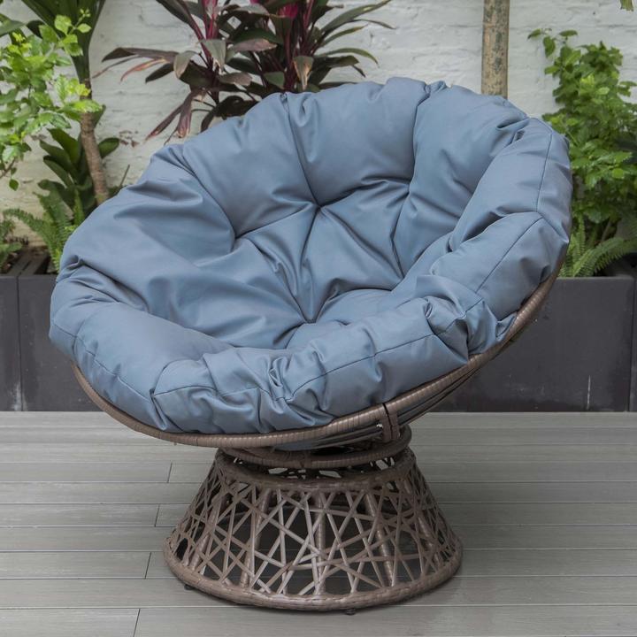Actual product image PureHaven Lounge chair 92x80x80.5 cm made of rattan round cushion rotatable 360 degrees easy to clean elegant