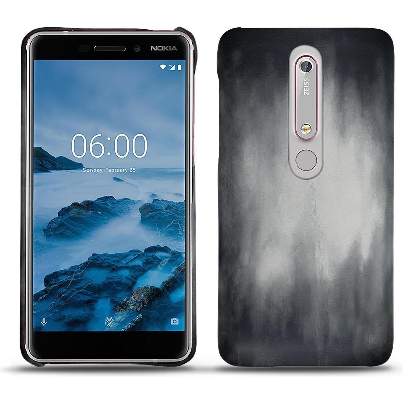 Noreve Lederschutzhülle (Nokia 6 (2018)), Smartphone Hülle, Grau