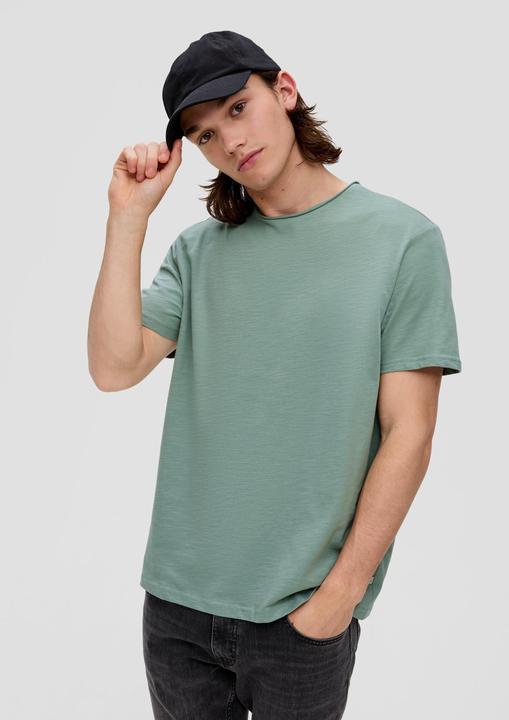 Produktbild S.Oliver T-Shirt Baumwollshirt mit Rollkante und Flammgarnstruktur (L)