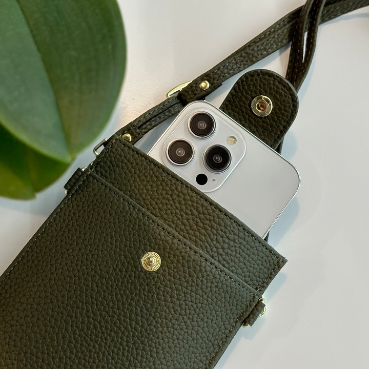 Produktbild PhoneLook Elegantes umhänge Etui universel für Smartphone bis 6.7 Zoll aus mit Brieftasche (Apple iPhone 4)