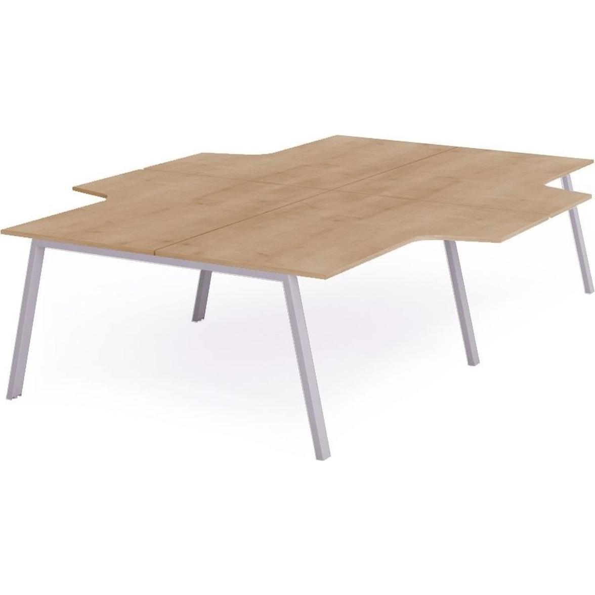 Rocada, Schreibtisch, Mehrfacharbeitstisch Blanca L-Form BxTxH 360x163x240x73cm Gestell grau Platte Melamin buche