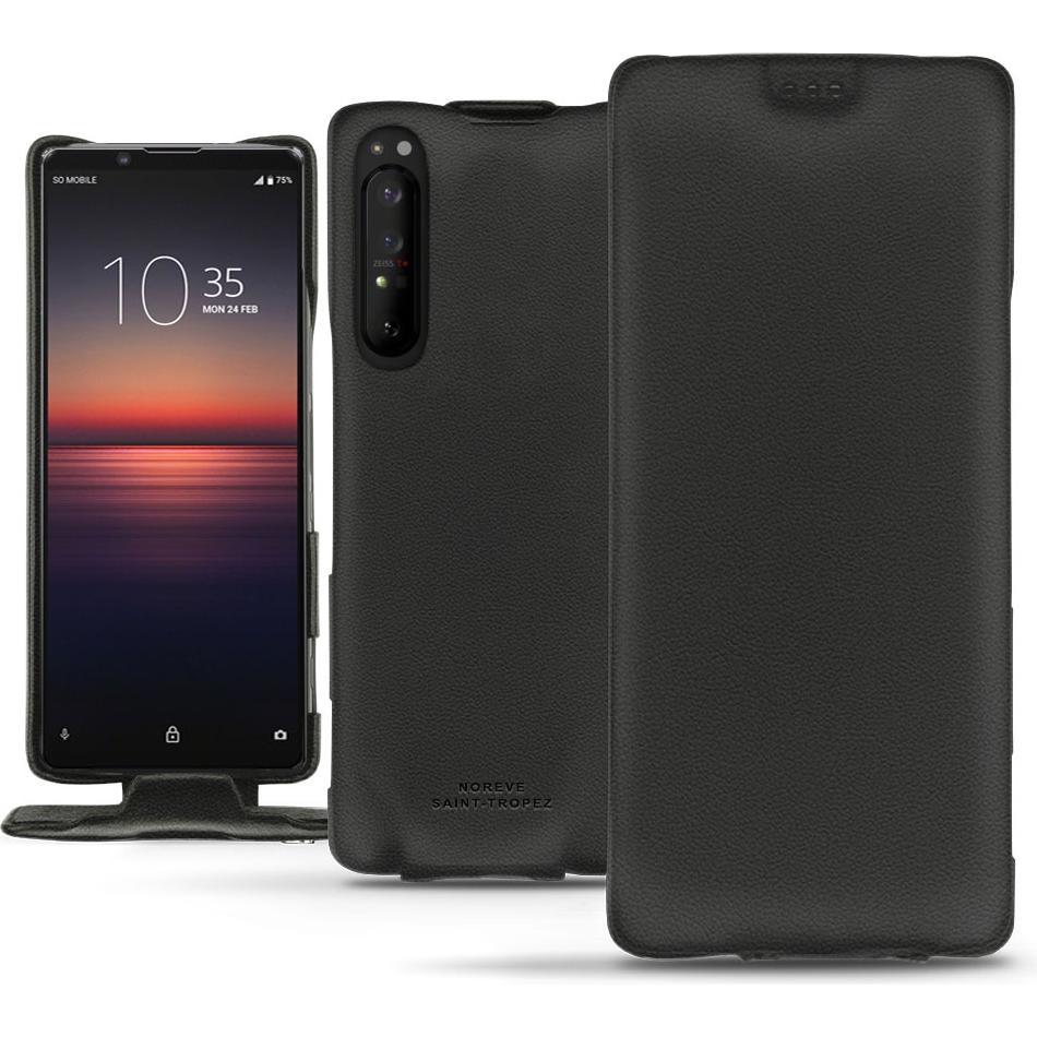 Noreve Lederschutzhülle vertikal (Sony Xperia 1 II), Smartphone Hülle, Schwarz