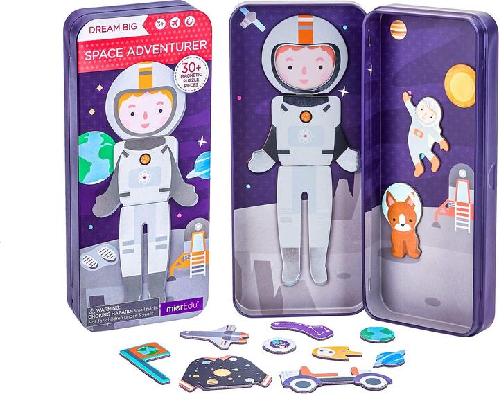 Actual product image mierEdu Magnetic game Box Dress Up - Astronaut to dress up I Promotes motor skills and imagination I Ideal (31 pieces)