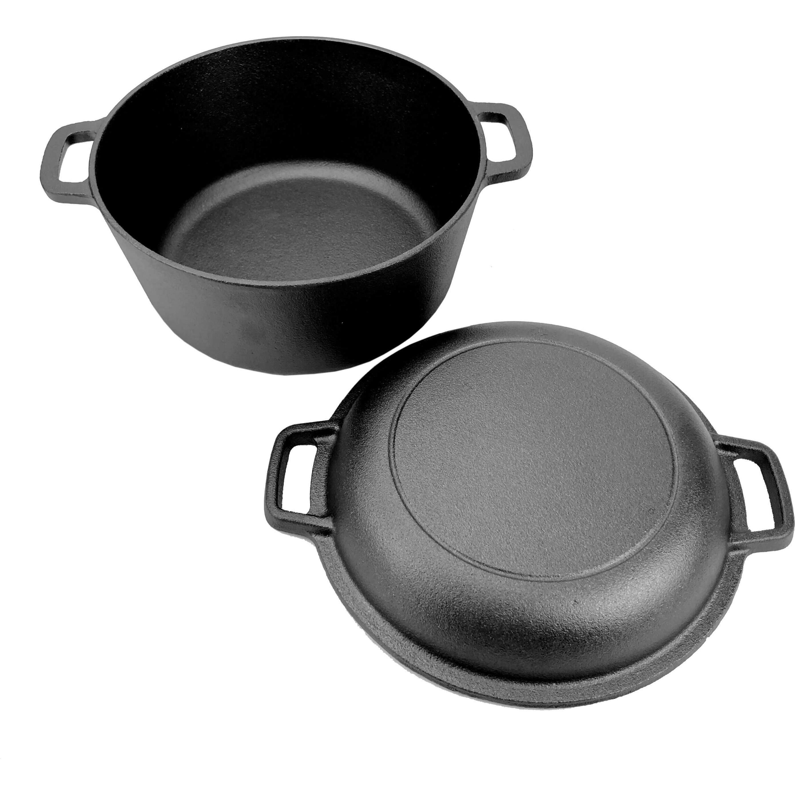 All'Grill 2in1 Gusseisen Topf und Pfanne mit 2 Griffen Ø 23 cm, Pfanne + Kochtopf