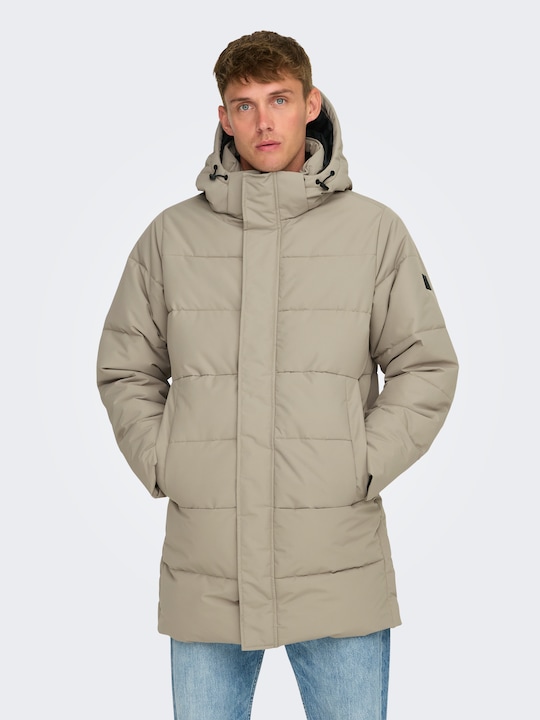 Actual product image Only & Sons Detachable hood Ribbed cuffs Coat Down jacket (L)