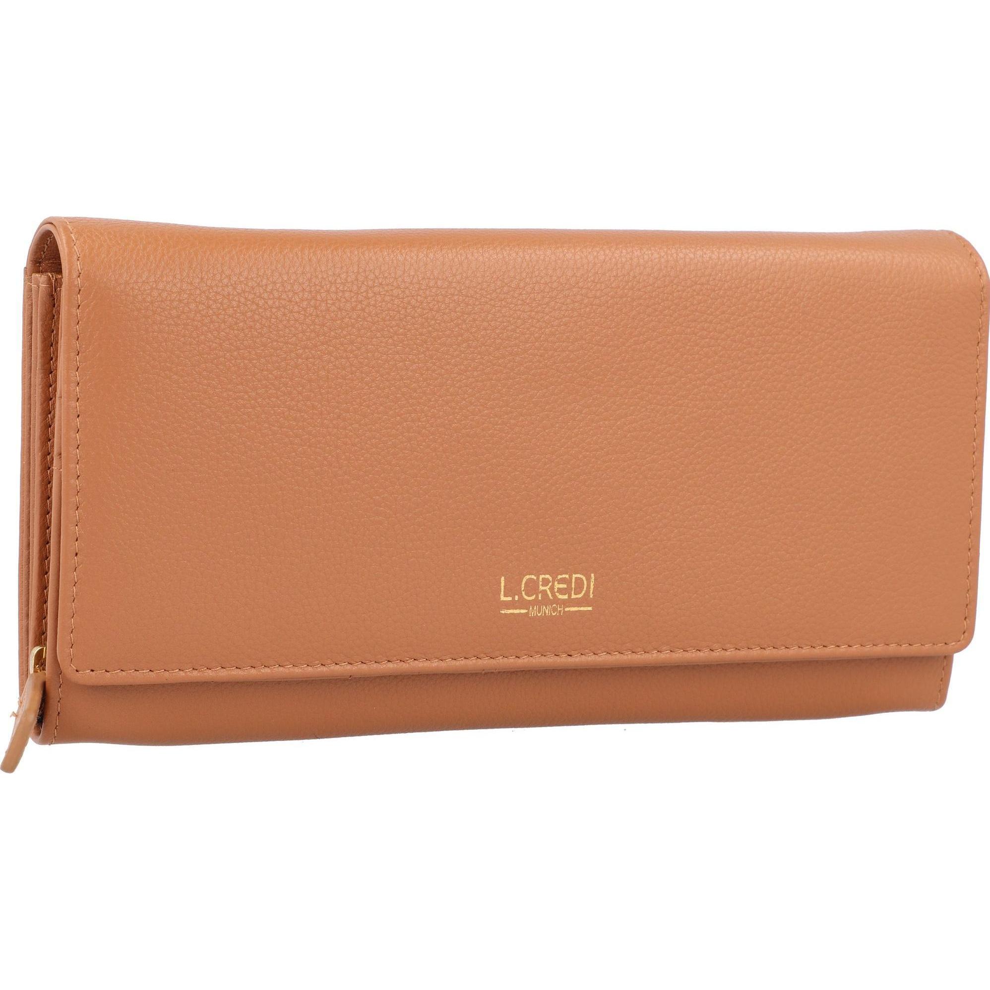 L.Credi, Damen, Portemonnaie, Evelyn Geldbörse Leder 20 cm, Braun