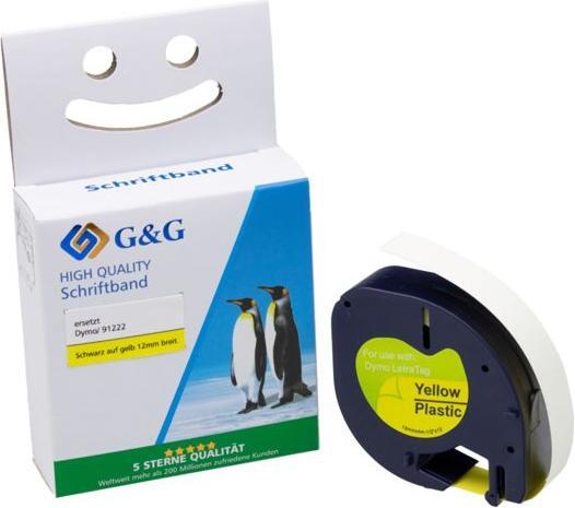 Produktbild Schriftband 15576 Kompatibel ersetzt DYMO 91222 Polyester Bandfarbe: Hyper- (1.20 cm, Gelb, Schwarz)