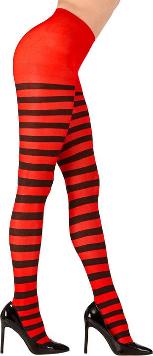 Widmann ROT-SCHWARZ GESTREIFTE STRUMPFHOSE 70 DEN, One Size Fits Most Adult