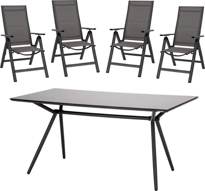Actual product image Acamp Set 4x SPRING folding chairs + 1x ALPHA glass table (160 x 80 x 110 cm)
