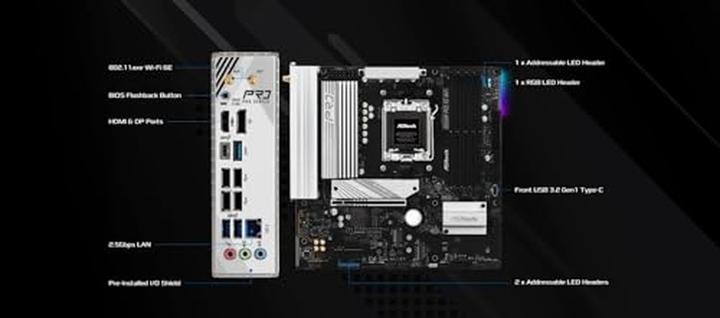 Image du produit AsRock B850M Pro RS WiFi (AM5, AMD B850, mATX)