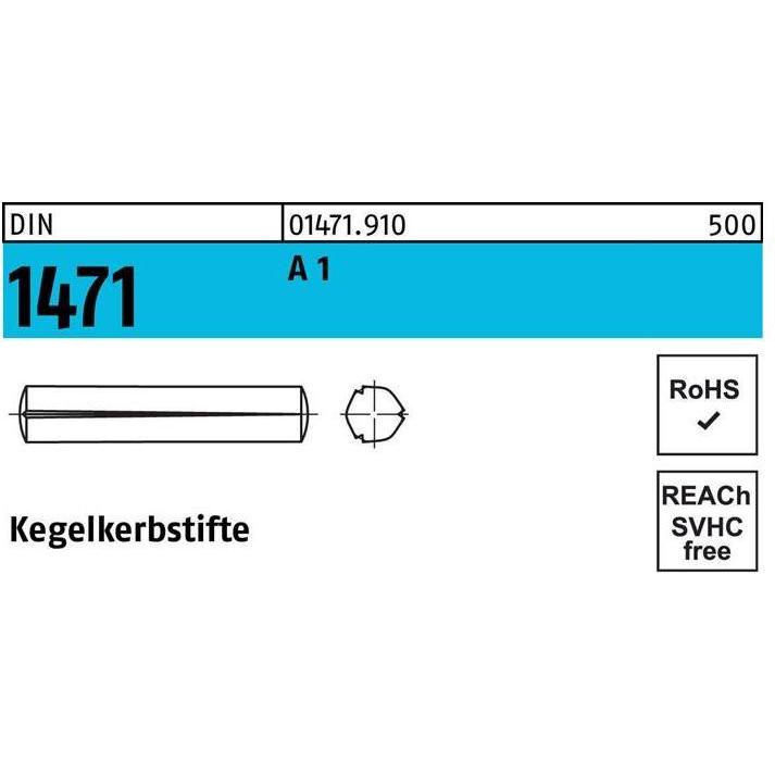 Reyher, Zubehör Befestigungstechnik, Kegelkerbstift DIN 1471 5 x 16 A 1 DIN 1471