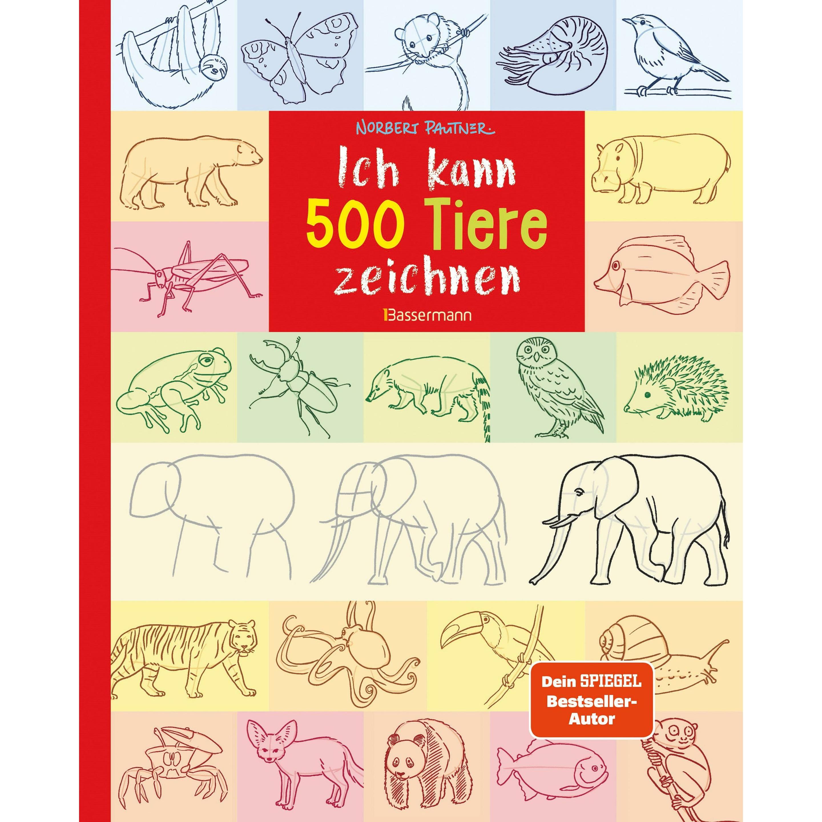 Thumbnail - Ich kann 500 Tiere zeichnen. Die Zeichenschule für Kinder ab 8 Jahren, Malbuch von Norbert Pautner