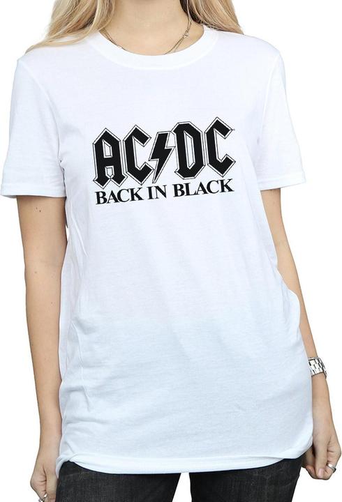 Actual product image AC/DC Womens/Ladies Back in Black Logo Cotton Boyfriend T-Shirt (3XL)