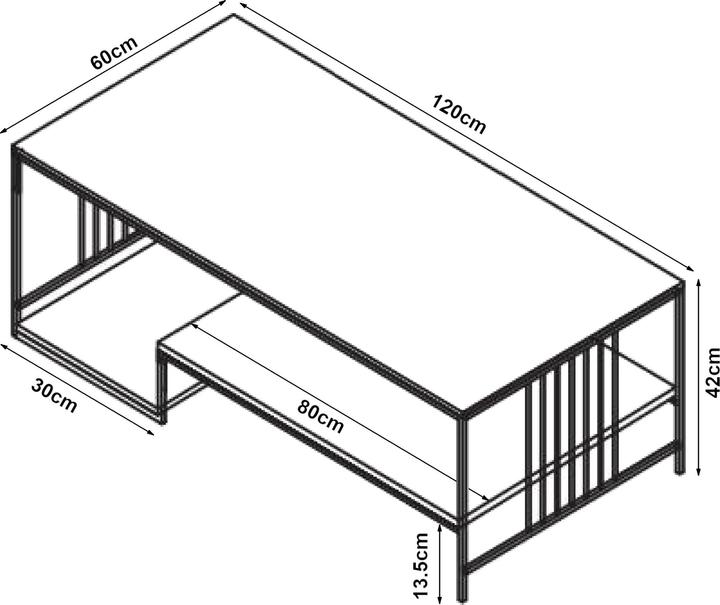 Actual product image En.Casa Couchtisch Klibro 120x60x42 cm Marmoroptik, schwarz/Goldfarben