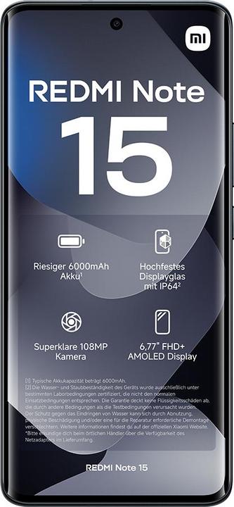 Immagine prodotto Xiaomi REDMI Note 15 (256 GB, Nero, Nero, 6.77", Doppia SIM, 4G)