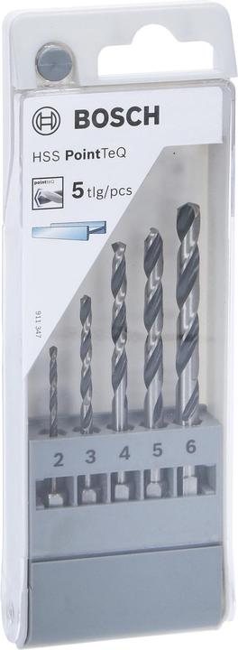 Image du produit Bosch Professional Zubehör HSS PointTeQ Jeu de forets hexagonaux en vitrine, 5 pièces, 2-6 mm (6 mm)