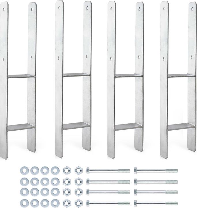 Wiltec XPOtool Pfostenträger 4x feuerverzinkt 71x600mm H-Anker Pfostenanker Pfosten
