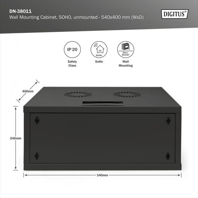 Produktbild Digitus Wandgehäuse, SOHO, unmontiert - 540x400 mm (BxT) (4 HE, 19 Zoll Rack)