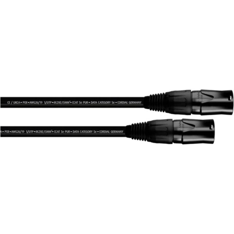 Cordial 15555 RJ45 Netzwerkkabel, Patchkabel CAT 5e S/UTP 0.5 m Schwarz PUR-Mant (S/UTP, CAT5e, 0.50 m), Netzwerkkabel
