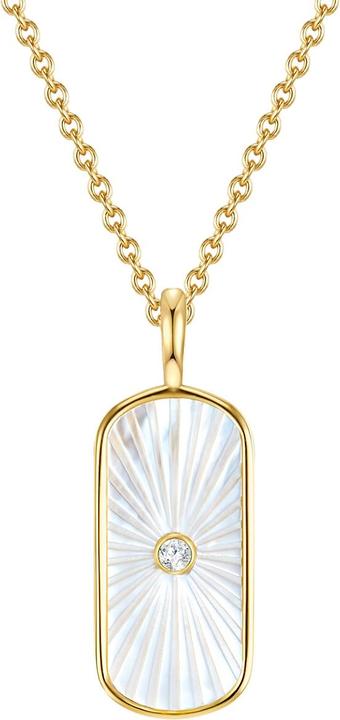 Immagine prodotto Glanzstücke München Catena da donna in argento sterling con zirconia cubica e madreperla in oro giallo da 45,0 cm + 5,0 (Argento 925/000, 45 - 50 cm)