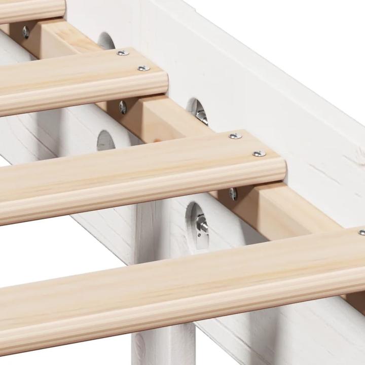Produktbild vidaXL Massivholzbett Holzbett Bett mit Regal ohne Matratze Weiss 180x200cm (180 x 200 cm)