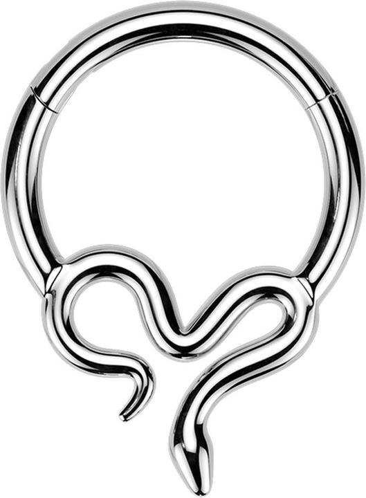 Produktbild Star Piercing Micro Segmentring klappbar silber Schlange in Herzform (Titan)