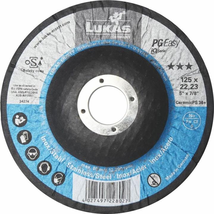 Produktbild Lukas Kompaktschleifteller PG EASY Ø 125 mm CeramicPS Korn 36+ flach (36+)