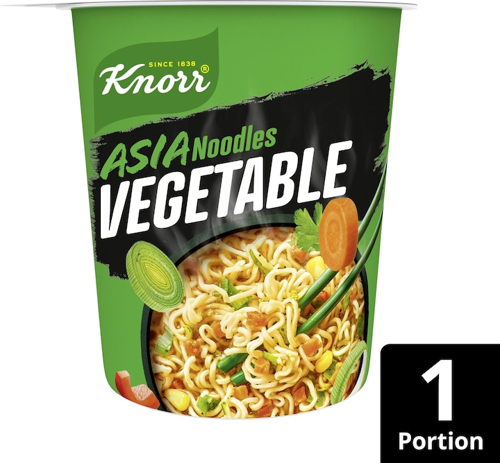 Knorr Asia Noodles Vegetable Becher Instant Nudeln Asiatisch Snack Gemüsegeschmack in 3 Minuten zubereitet (79 g)