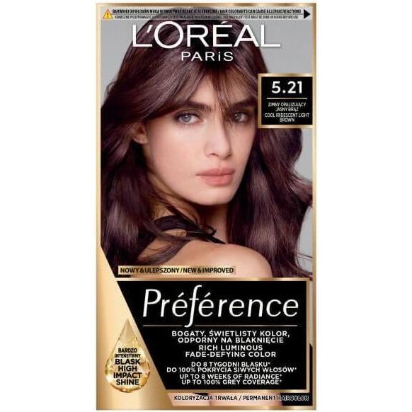 L'Oréal Paris, Haarfarbe, L'Oreal Preference Haarfarbe 521 Hellbraun (Hellbraun)
