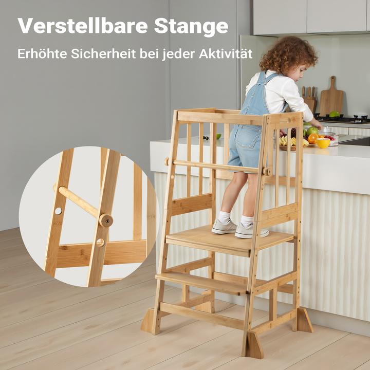 Produktbild Wiltec Kinderstuhl Lernturm 57x46x90cm Bambus Lernstuhl Kinder Stehstuhl (57 x 46 x 90 cm)
