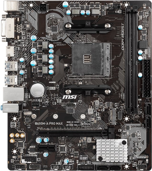 Actual product image MSI B450M-A Pro Max (AM4, AMD B450, mATX)