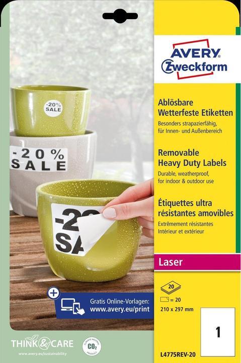Produktbild Avery Wetterfeste Etiketten, ablösbar