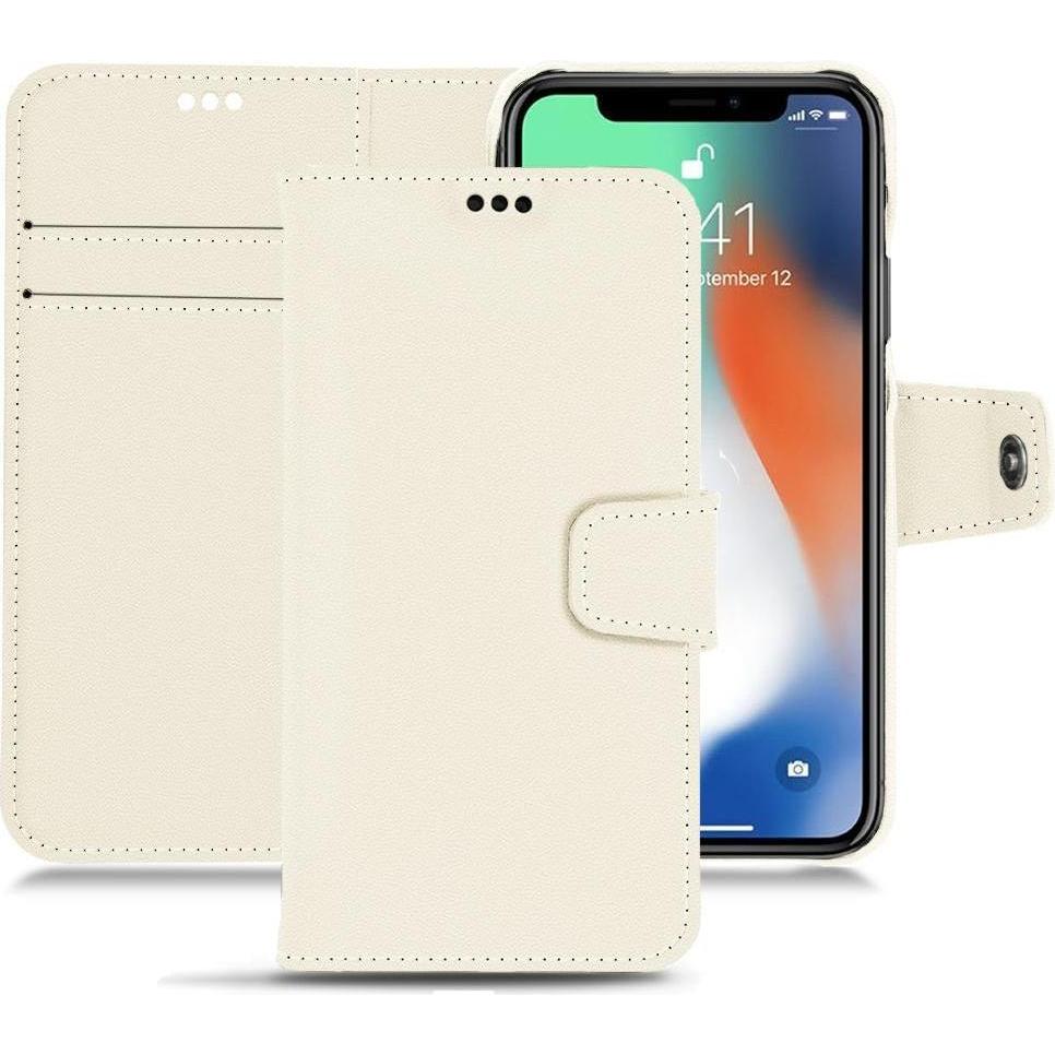 Noreve Lederschutzhülle Wallet (Apple iPhone XS Max), Smartphone Hülle, Weiss
