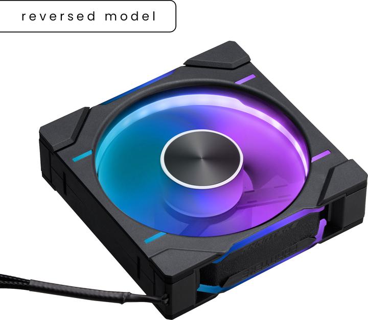 Actual product image Phanteks D30 PWM Reverse Airflow D-RGB Fan, 3-pack - 120mm, black (120 mm, 3x)