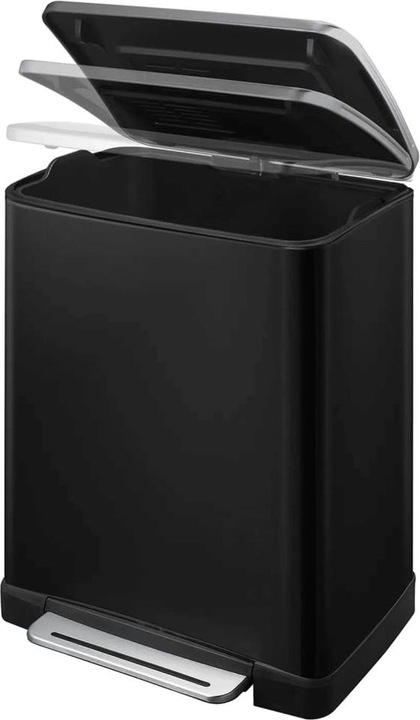 Produktbild EKO Tretmülleimer E-Cube 50 L Schwarz matt Edelstahl mit gedämpft schliessendem Deckel und Kunststof (50 l)