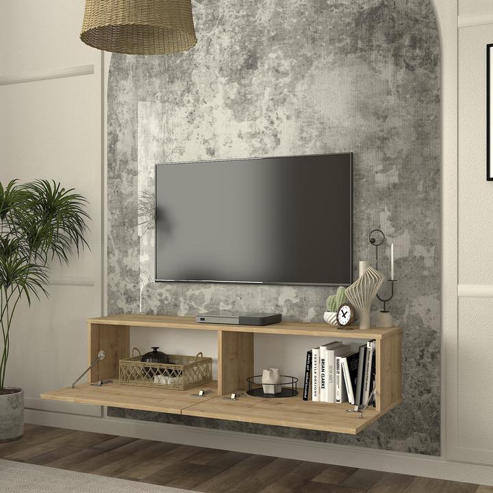Produktbild En.Casa TV-Lowboard hängend Nolven 135x32x30 cm Eicheoptik (135 x 31.50 x 30 cm)