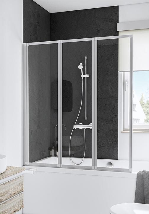 Schulte Folding bath screen 3-piece 400/400/400 Real glass clear light alpine white (127 cm, 127 cm, 140 cm)
