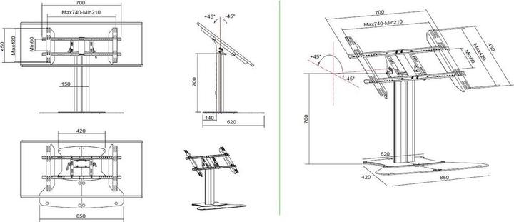 Produktbild Multibrackets TV-Ständer bis 55", Metall/Aluminium, schwarz (60 kg, 32" - 55")