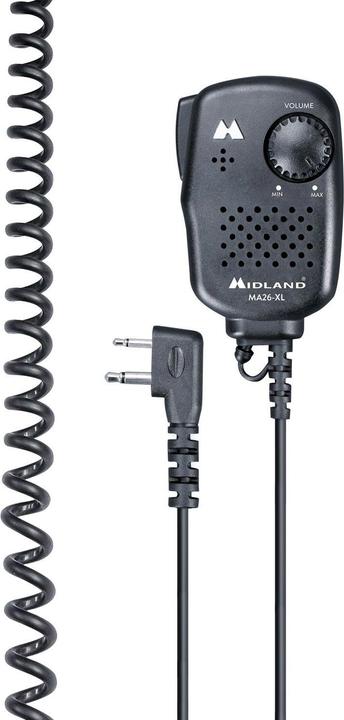 Actual product image Midland Mini loudspeaker microphone MA 26-LL, 90 degree L-plug Stand charger, 4 batteries (1800 mAh)