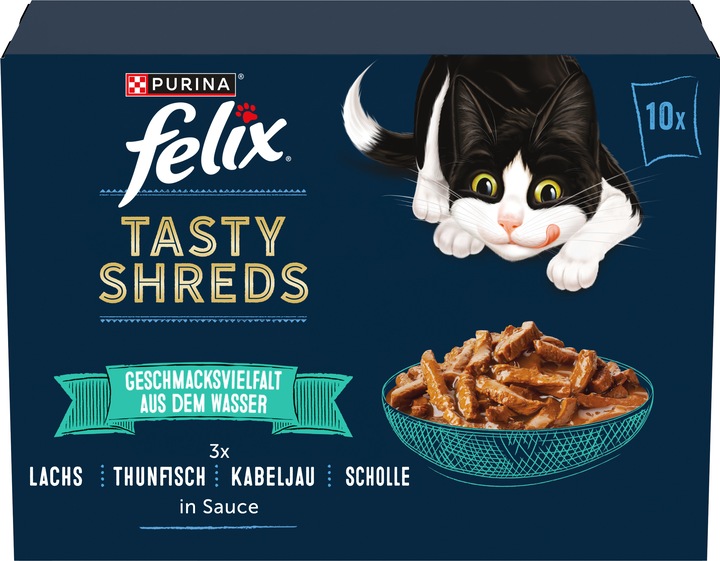 Produktbild Purina ONE FELIX TASTY SHREDS 10X80G (Adult, 10 Stk., 800 g)