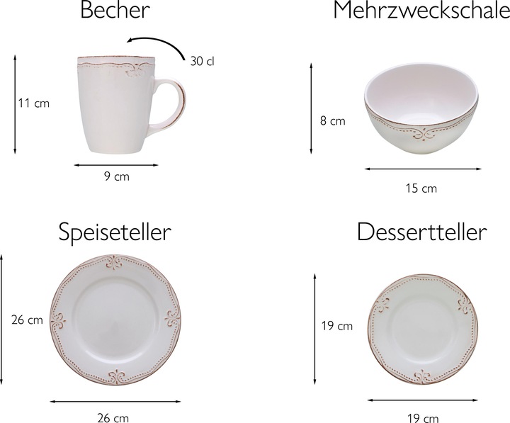 Image du produit CreaTable Vintage romantique (16 pièce(s))