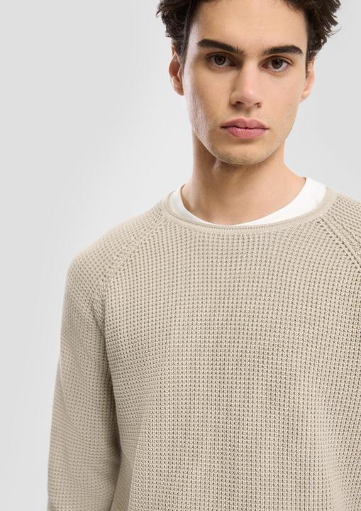Produktbild s.Oliver Strickpullover Grobstrickpullover mit Wascheffekt und Rollkante (L)
